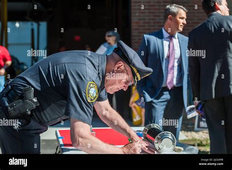 Ribbon Cutting Ceremony For New North Acton Fire Station Stock Photo