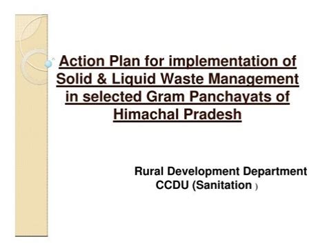 Action Plan For Implementation Of Solid Liquid Waste Management