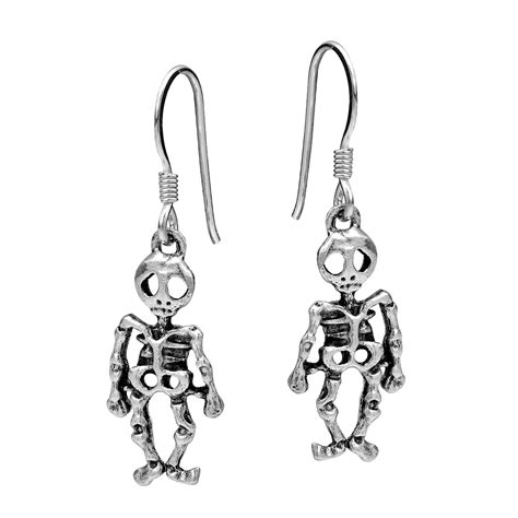 Halloween Skeleton 925 Silver Dangle Earrings Ebay