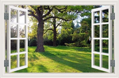 3d Window Outdoor Landscape Home Decor Art Fabric Poster 20x13 Decor