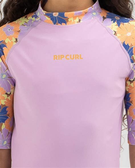 Rip Curl Girls Surf Revival 3 Piece Rash Vest Set In Lilac Fast