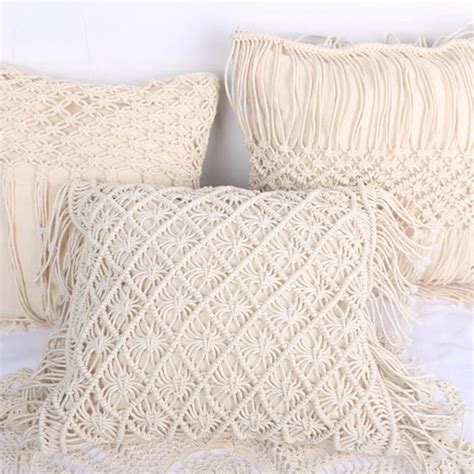 Cushion Covers 100 Cotton Linen Macrame Hand Woven Thread Pillow