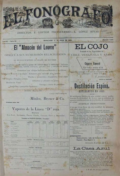 El Fonógrafo Diario De La Mañana Núm 2475 1º De Julio De 1890