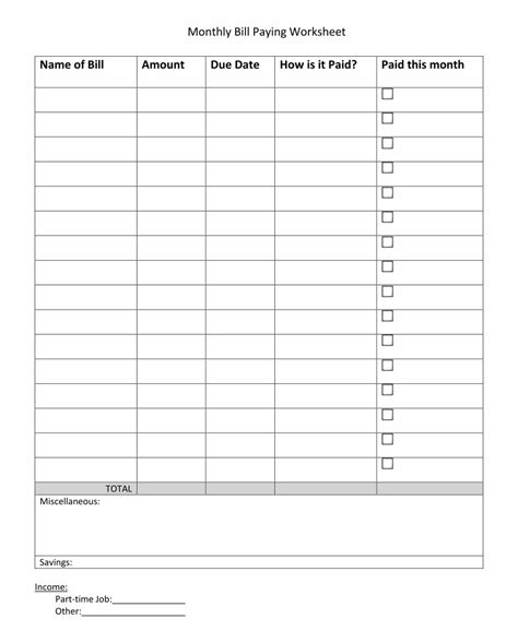 Free Monthly Payment Schedule Template Printable Templates