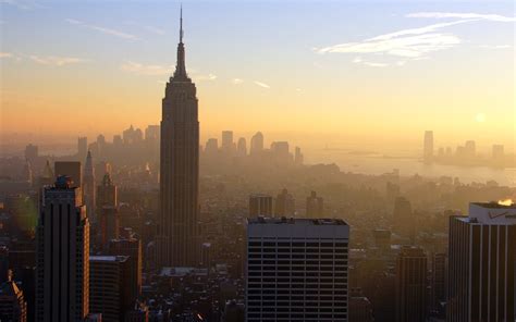 Empire State Building During Golden Hour Hd Wallpaper Wallpaper Flare