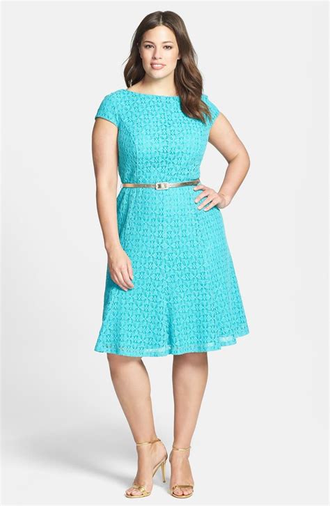 london times belted cap sleeve lace fit and flare dress plus size nordstrom