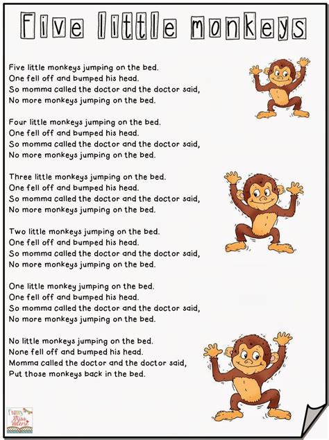 Five Cheeky Monkeys Swinging In A Tree Lyrics Gestuwn