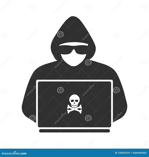 Icon Of A Hacker With A Laptop Stock Vector Illustration Of Hack