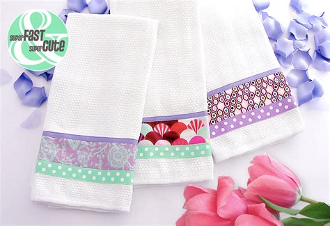 Super Fast And Super Cute Kitchen Towels With Ribbon And Fabric Borders
