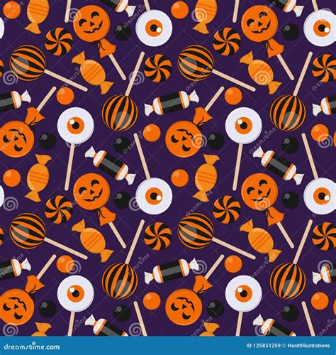 Halloween Candy Seamless Pattern Stock Vector Illustration Of Eyeballs Cartoon 125851259