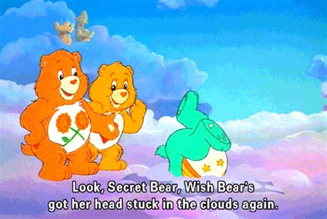 Animated  Care Bears Wish Bear Got His Head Stuck In The Clouds