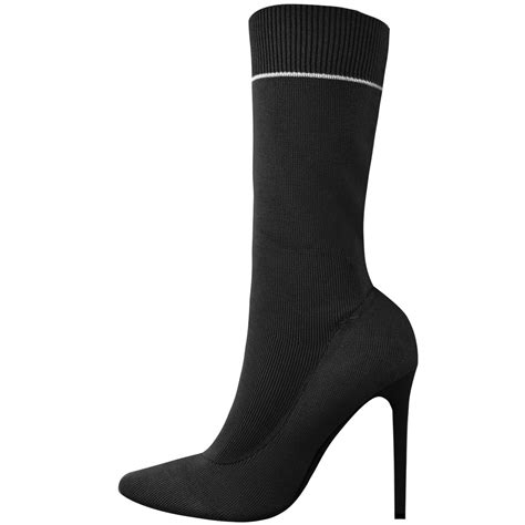 Womens Ladies Sock Ankle Boots Stretch Knit Sexy Party Clubbing New Size Ebay