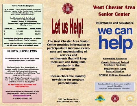 Information And Assistance Services West Chester Area Senior Center