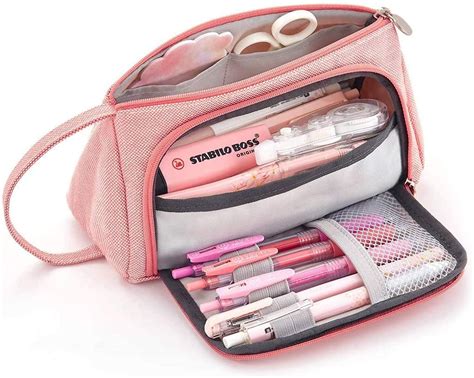 Pencil Pouch Big Capacity Pencil Pen Case With Handle Canvas Bag
