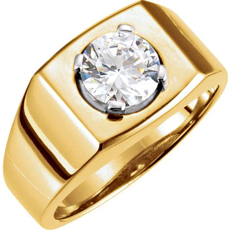 14k Yellow Gold Mens Solitaire Diamond Ring 1 2 Ct