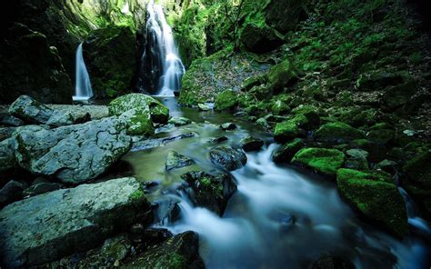 1920x1200 Waterfall Stones Moss Water Coolwallpapersme