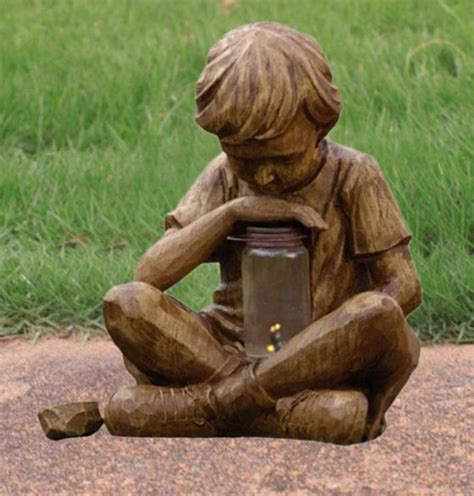 Boy Statue Sculpture Garden Decoration Resin Ornament With Led Etsy