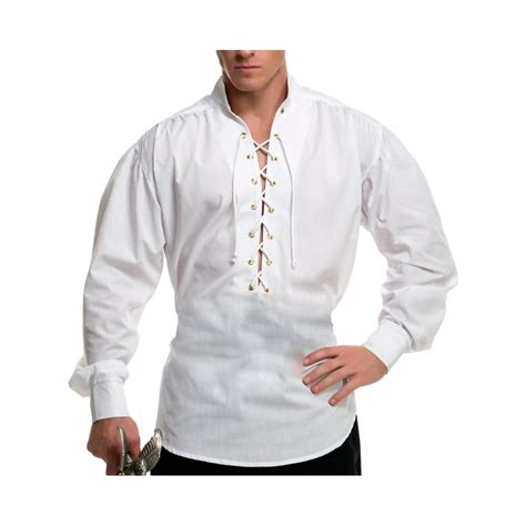 Mens White Lace Up Pirate Buccaneer Shirt With Metal Eyelets Walmart