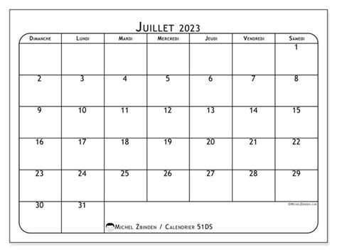 Calendrier Juillet 2023 à Imprimer “446ds” Michel Zbinden Be