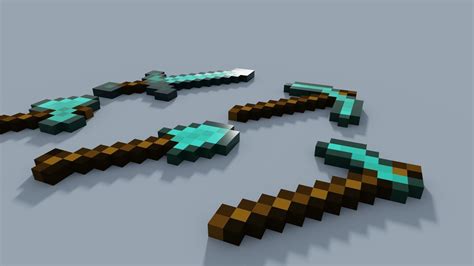 3d Model Minecraft Items Pack Vr Ar Low Poly Cgtrader