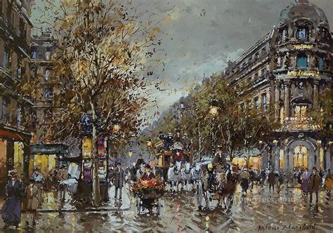 Ab Les Grand Boulevards Theatre Du Vaudeville Parisian Painting In Oil