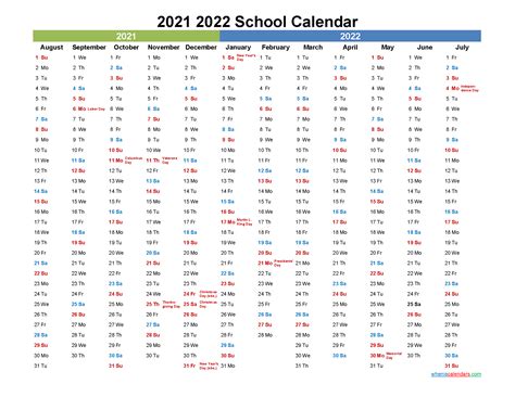 2021 And 2022 School Calendar Printable Template No22scl39