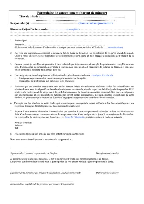 Formulaire de consentement téléchargement gratuit documents PDF Word