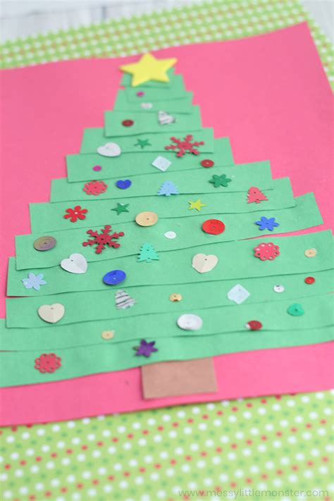 Toddler Christmas Card Paper Strip Christmas Tree Craft