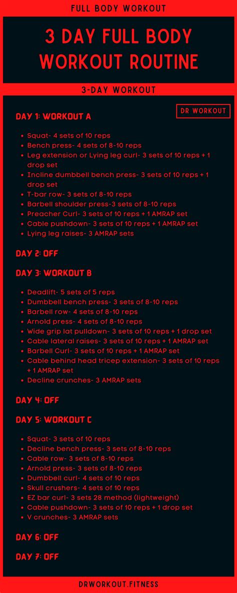 3 Day Full Body Workout Routine With Pdf Dr Workout
