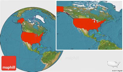 Satellite Location Map Of United States