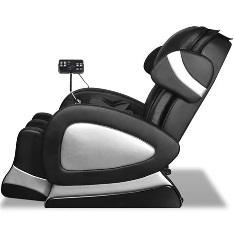 vidaxl pt vidaxl cadeira de massagens elétrica com ecrã couro artificial preto