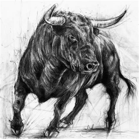 The Trouble Maker A2 Black Charcoal Bull Print Highest Etsy Bull