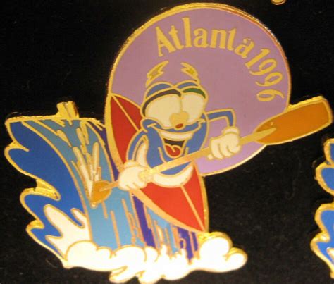 Izzy Atlanta 1996 Olympic Mascot Pin Canoe Kayak Waterfall Purple