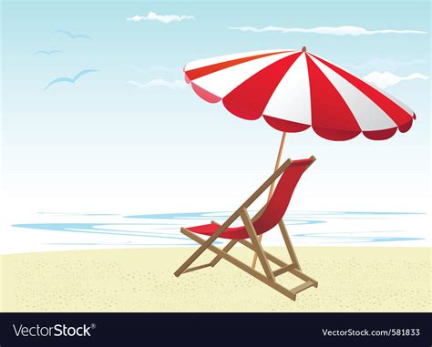 Beach Chairs And Umbrella Royalty Free Vector Image