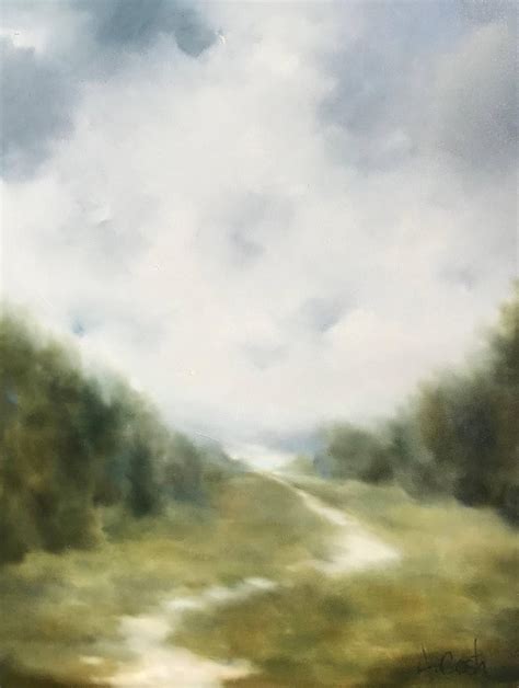 Andrea Costa Pathway Large Vertical Landscape Oil On Gessoed Canvas