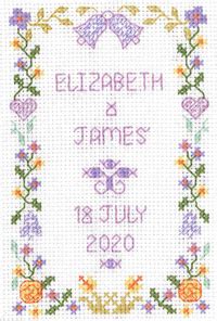 (k) emma congdon happily ever after wedding sampler cross stitch chart. mini wedding sampler cross stitch kit with delicate floral ...