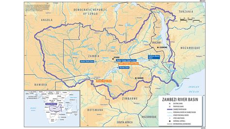 Zambia map and satellite image. Collaborative Management of the Zambezi River Basin Ensures Greater Economic Resilience