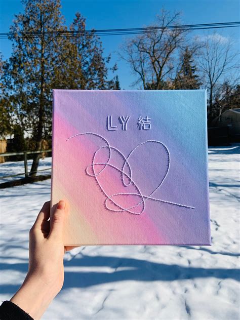 Bts Love Yourself Album Cover Embroidery On Canvas Painting Etsy Canada Embroidered Canvas