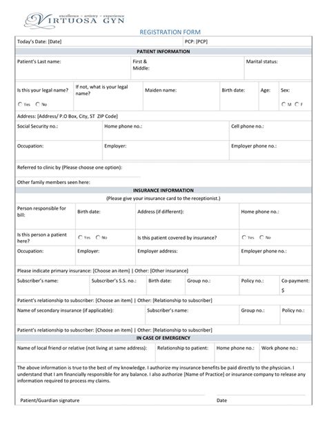New Patient Registration Form In Word And Pdf Formats