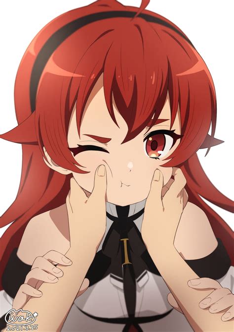 eris boreas greyrat mushoku tensei mushoku tensei red eyes pinching cheeks hd phone