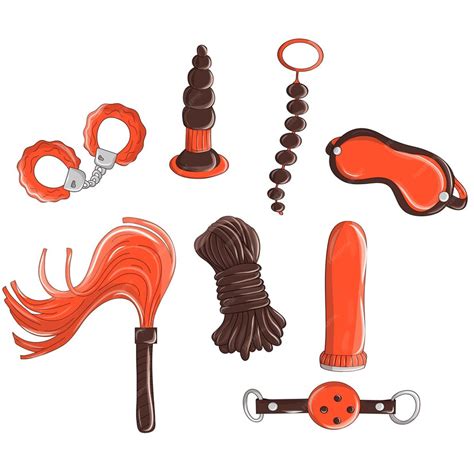 premium vector sex toys vibrators anal balls phallos anal plugs handcuffed keys ring for