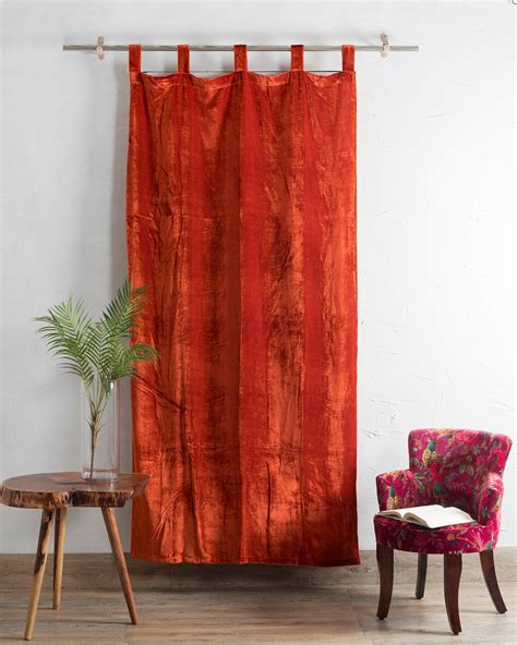 Luxury Velvet Curtain Burnt Orange Velvet Curtain Bohemian Etsy Australia