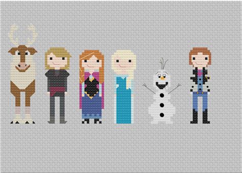 Disney Frozen Characters Cross Stitch Pdf Pattern Etsy