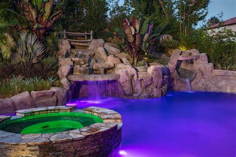 Tropical Backyard With Water Slide Caves For Exploring Distinguished