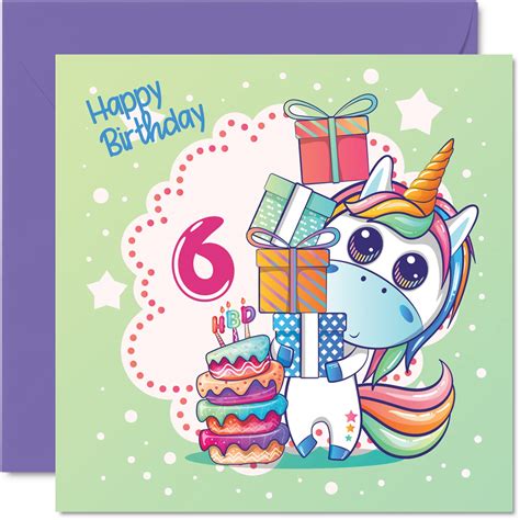 Buy 6th Birthday Card Girl Magical Unicorn Birthday Card Happy