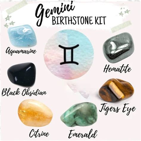 Gemini Birthstones Zodiac Crystal Set 6 Tumbled Stones Etsy