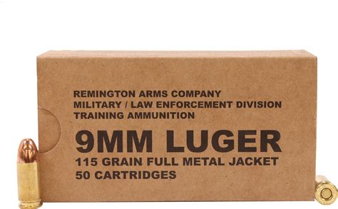 Remington 9mm Luger 115 Grain Full Metal Jacket Ammunition 50 Rounds
