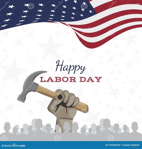 Happy Labor Day Holiday Banner With A Construction Tool In Hand