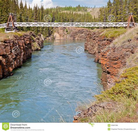Swing Bridge Across Miles Canyon Of Yukon River Stock Photo Image Of