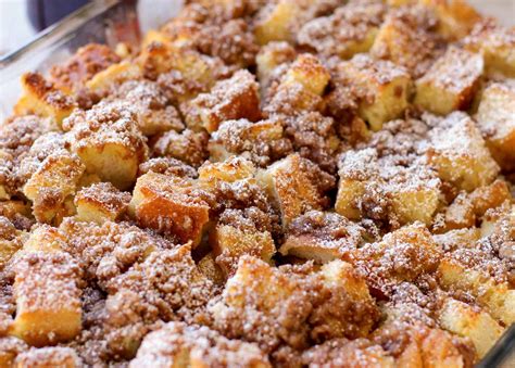 Remove and discard plastic wrap from baking dish and sprinkle remaining brown sugar over the top of the bread mixture. FRENCH TOAST BAKE - Master Fooddy